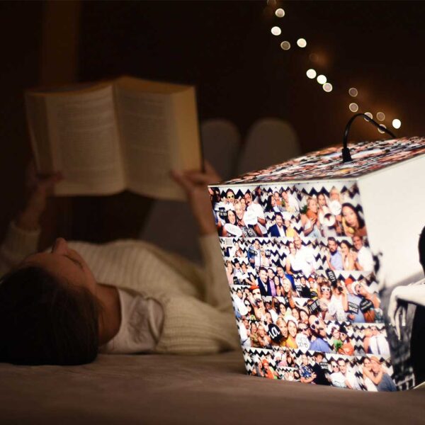 custom lamp with photos girl reading book