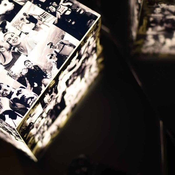 small size black and white personalized photo lamp
