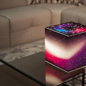 A magnificent light cube lamp with stars on each side A magnificent light cube lamp with stars on each side. Children can learn night sky using it