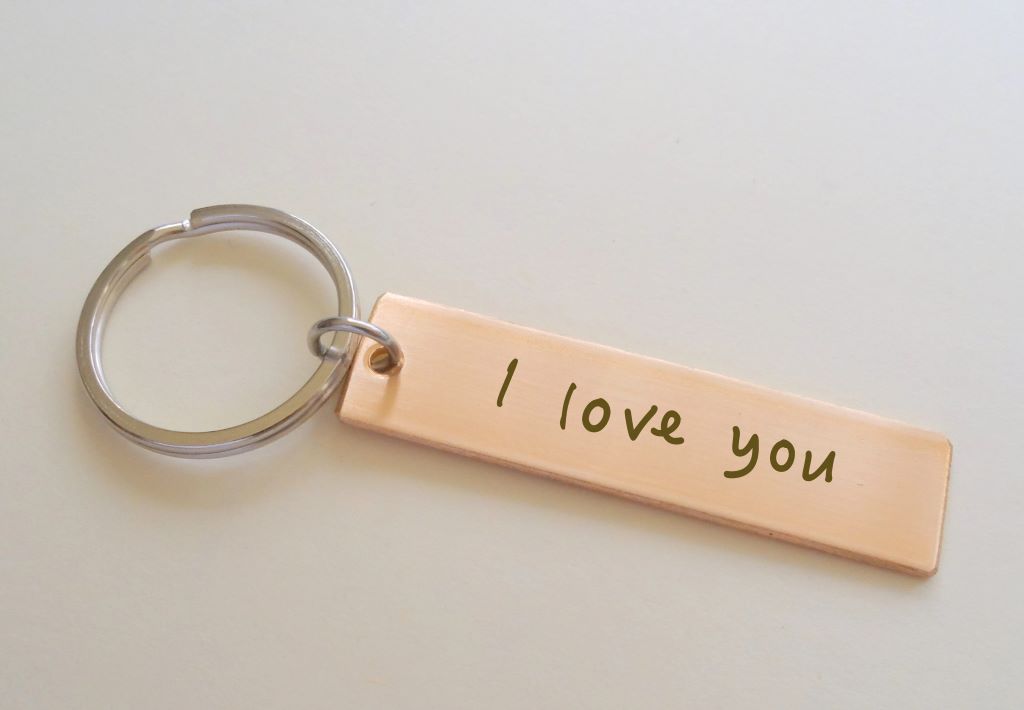 A personalized bronze keychain