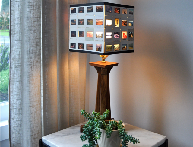 A personalized lamp with photo slides