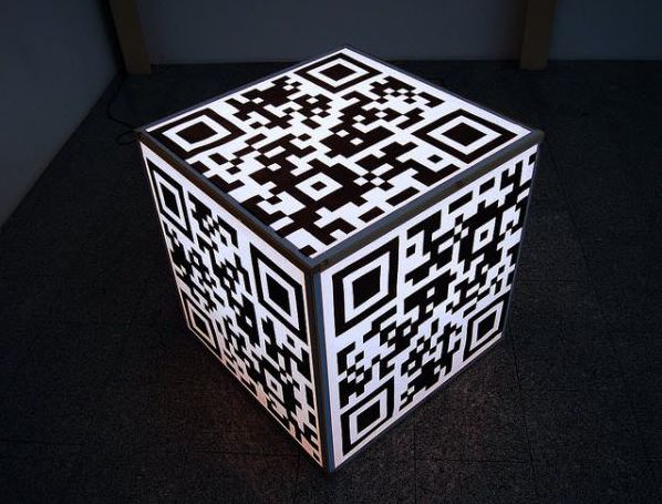 qr code on a light cube