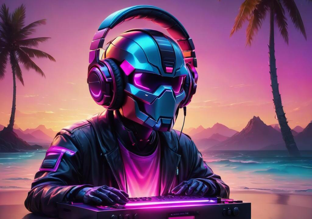 gencrafts creation of a robotic DJ at a beach for a custom lightbox design